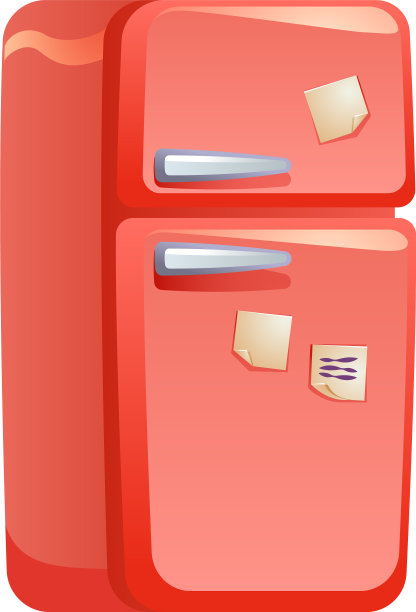 红色复古冰箱图标卡通风格图片下载