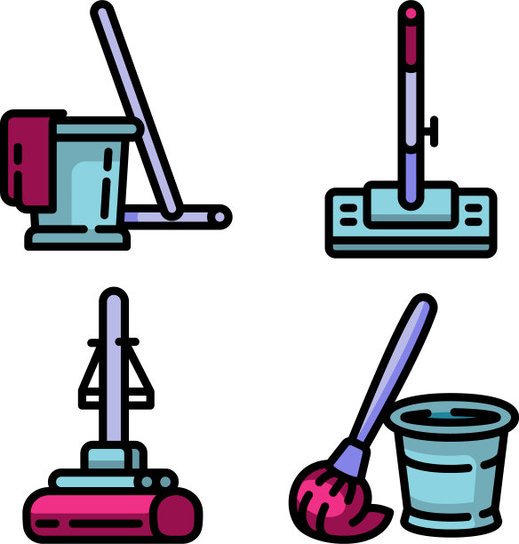 拖把图标设置轮廓风格图片下载