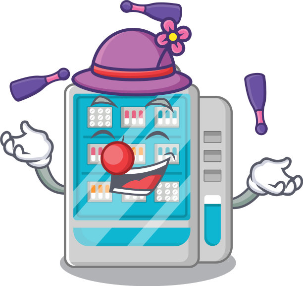在吉祥物上摆弄自动贩卖机图片下载