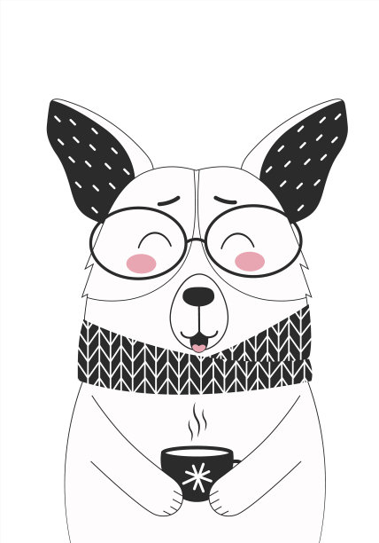 斯堪的纳维亚风格的柯基犬轮廓图片下载