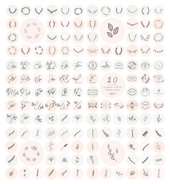 涂鸦花卉花环框架标志图片下载