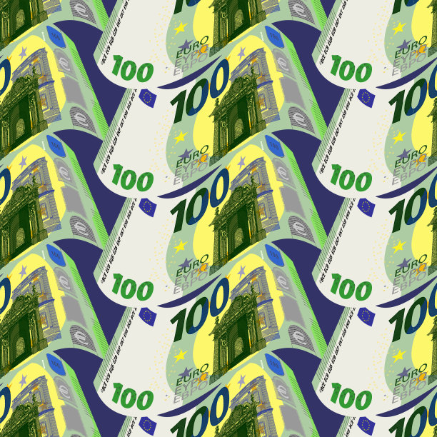 无缝图案3d扭曲钞票100欧元图片下载