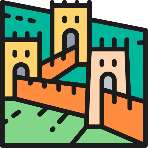 长城中国地标平色图片下载