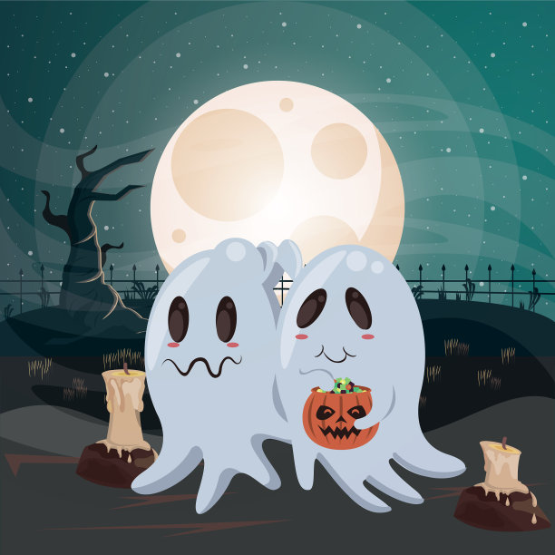 万圣节的黑暗场景与幽灵图片下载