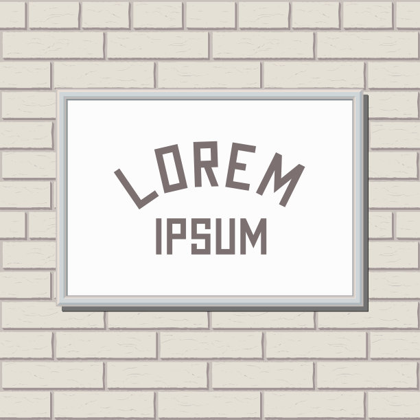 白色砖墙上的白色框架图片下载