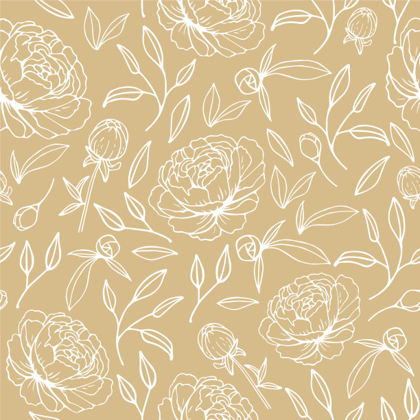 花卉无缝图案与手绘牡丹图片下载