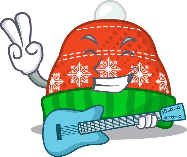 带着吉他的帽子，装在卡通袋里图片下载