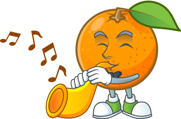 用小号、鲜橙和卡通吉祥物图片下载