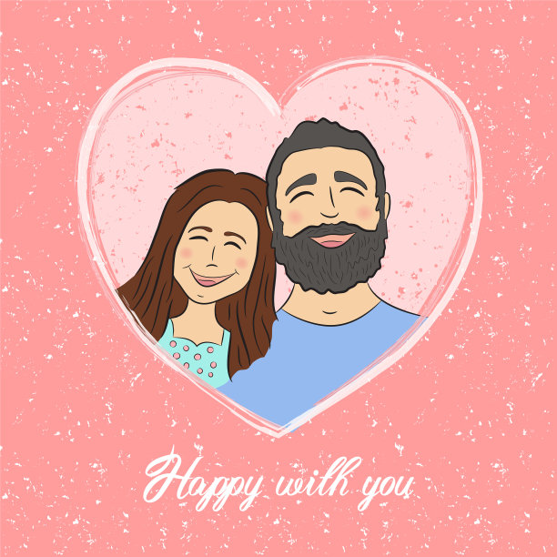 一对年轻夫妇的画像图片下载