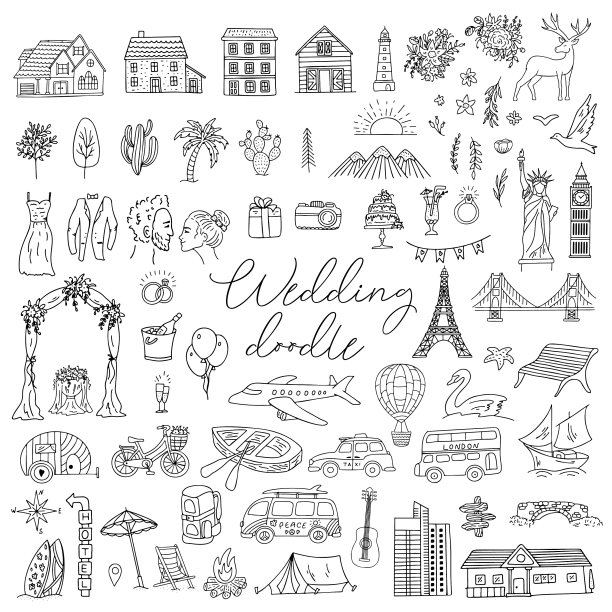 装饰元素的婚礼图标图片下载