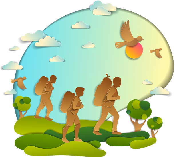 年轻活泼的家庭一起徒步去大自然图片下载