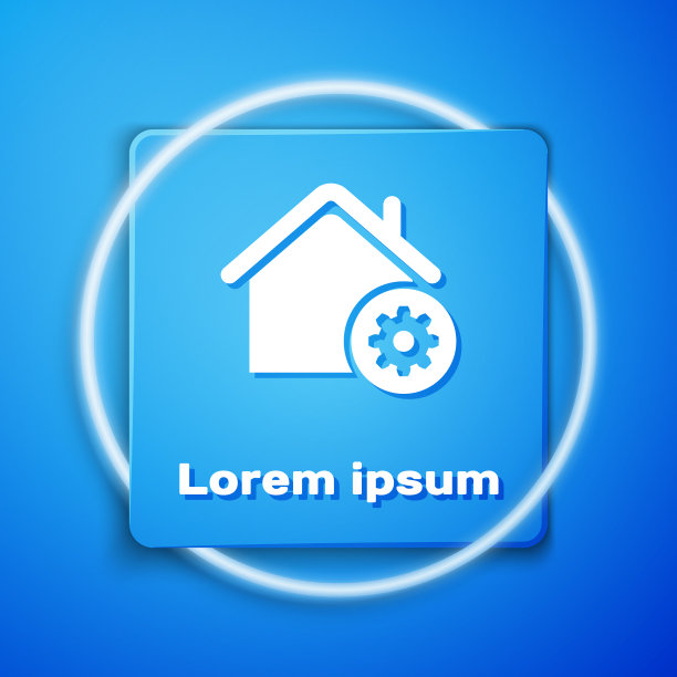 白色智能家居设置图标隔离在蓝色图片下载