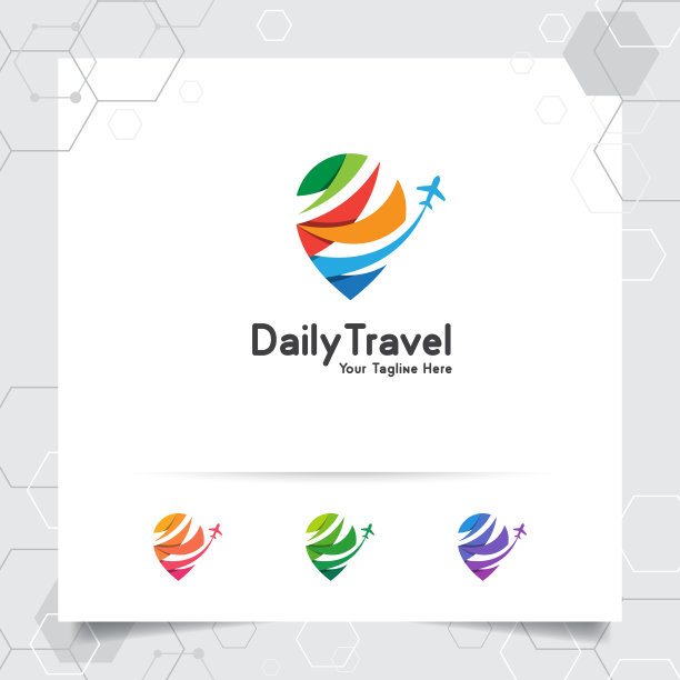 旅游标志设计概念飞机图标与图片下载