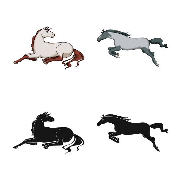 设计品种和马术标志套的图片下载