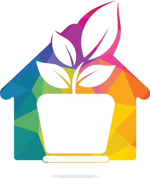 花盆和植物标志图片下载