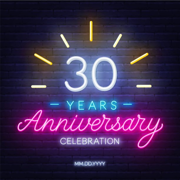 30周年庆典霓虹招牌上一片黑暗图片下载