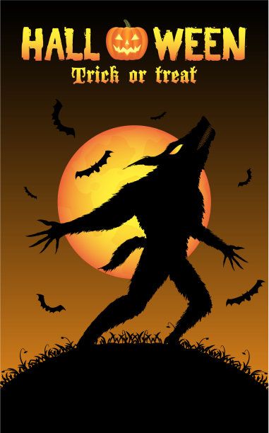 嚎叫的狼人与万圣节背景图片下载
