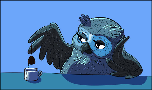 蓝猫头鹰处于沉思状态图片下载