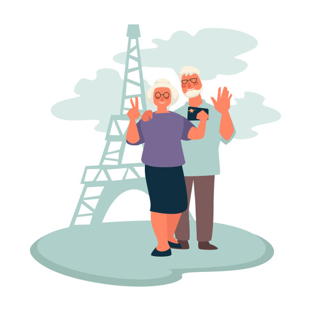 一对老年夫妇去巴黎旅游图片下载