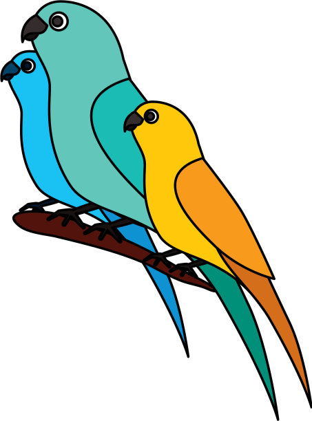 金丝雀和鹦鹉在树枝上飞翔图片下载