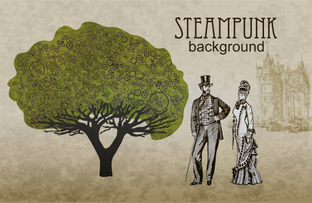 模板蒸汽朋克设计与人的卡图片下载