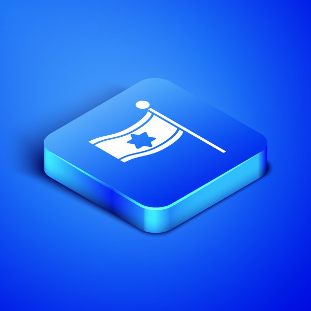 等距旗以色列图标孤立在蓝色图片下载