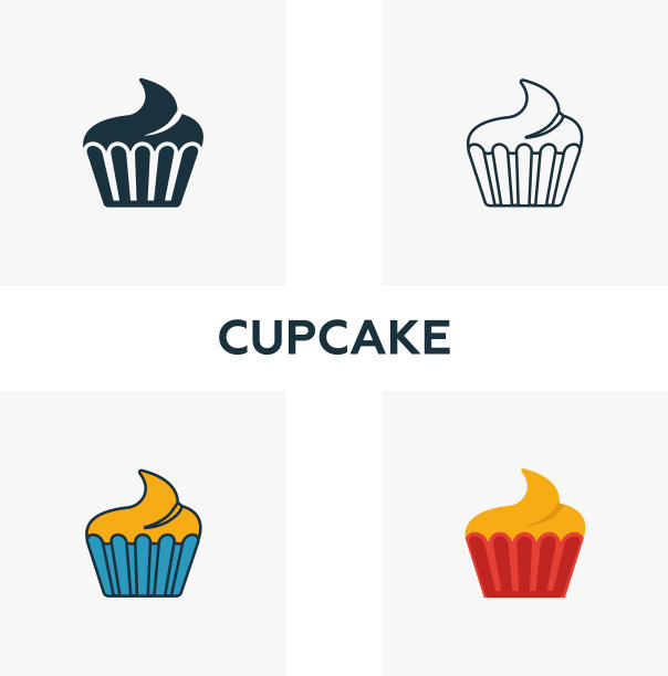 纸杯蛋糕图标细线符号设计来自咖啡图片下载