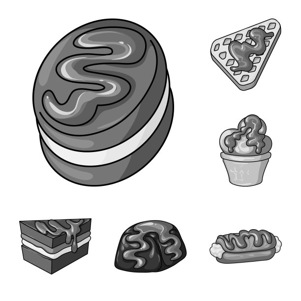 孤立对象甜和焦糖符号集图片下载