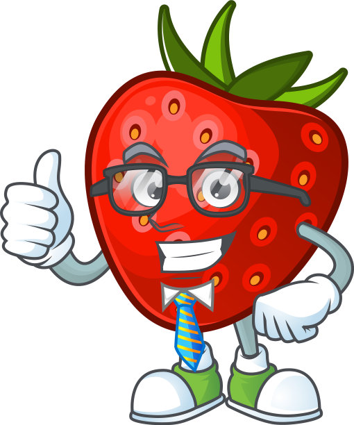 商人以红草莓为人物吉祥物图片下载