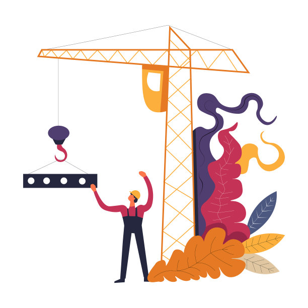 工人监督塔吊吊装过程图片下载