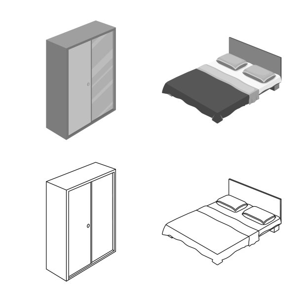 隔离对象卧室和房间标志集图片下载