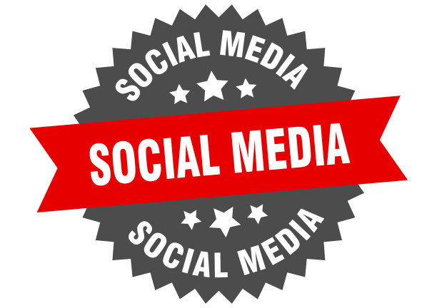 社交媒体标志社交媒体红黑圆形图片下载