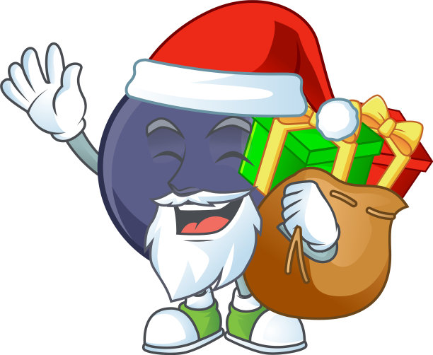 圣诞老人与礼物黑醋栗卡通吉祥物图片下载