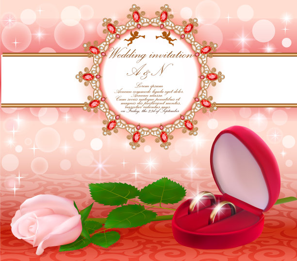 婚礼背景有白玫瑰和戒指图片下载