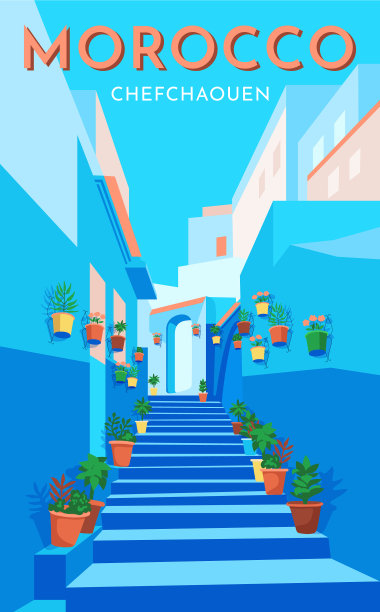 摩洛哥旅游复古海报复古横幅图片下载