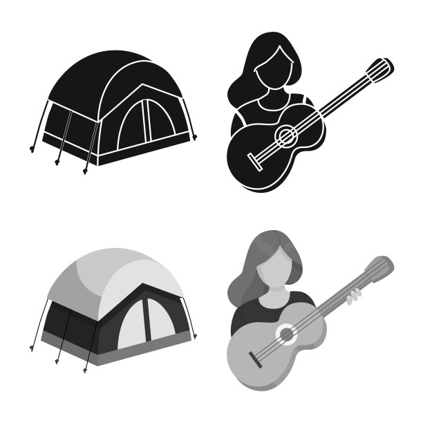 设计徒步和野生动物图标图片下载