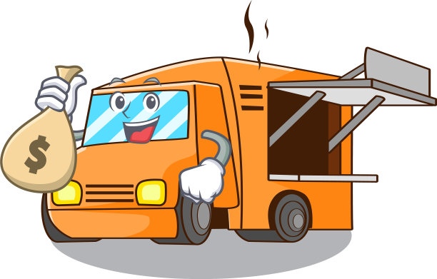 用钱袋渲染卡通食品车图片下载