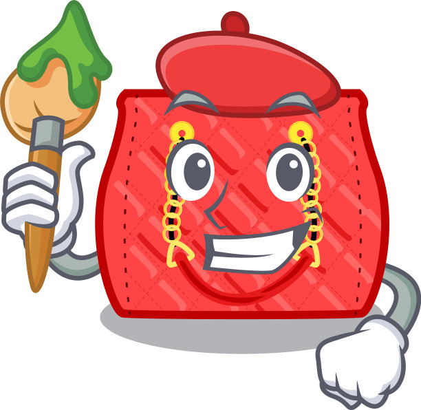 艺术家绗缝包孤立吉祥物图片下载