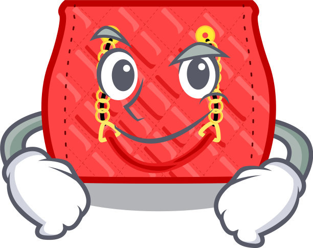 傻笑的小肩包绗缝卡通图片下载