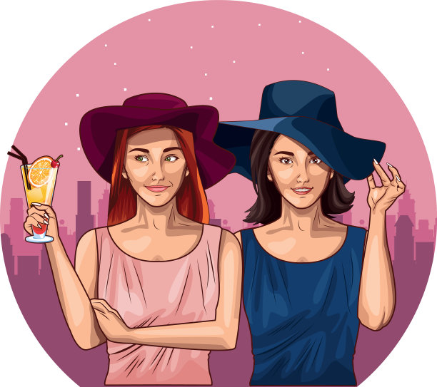 波普艺术女性朋友微笑卡通图片下载