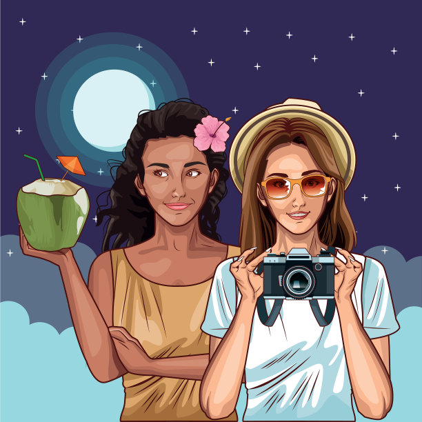 波普艺术女性朋友微笑卡通图片下载