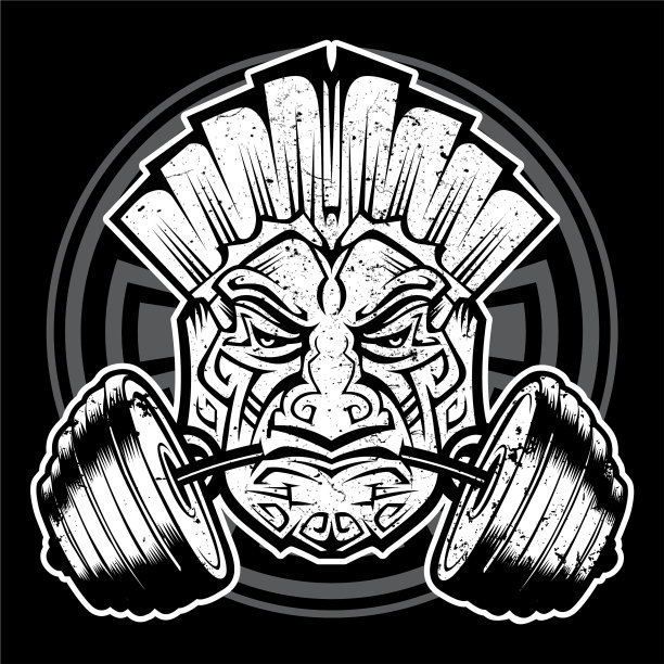 玛雅图标杠铃健身房黑色图片下载