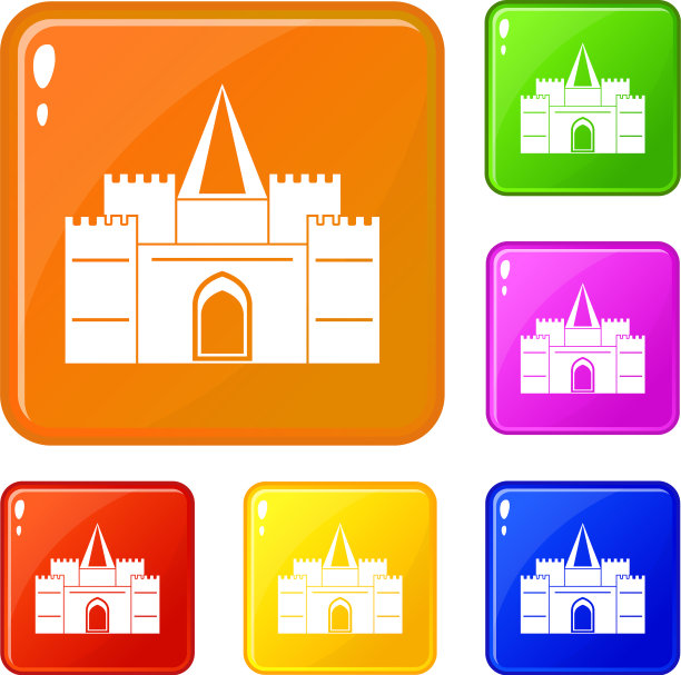 住宅大厦与塔图标集图片下载