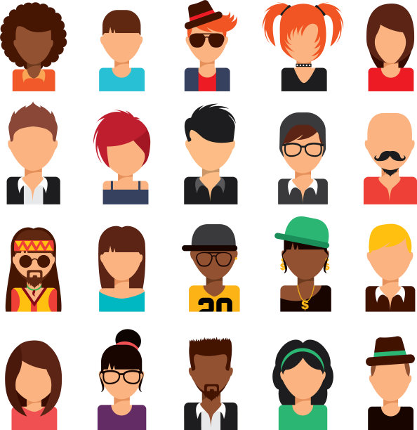 孤立的社交媒体头像图标集设计图片下载