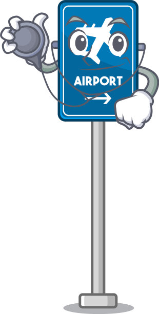 医生机场标志和吉祥物隔离图片下载