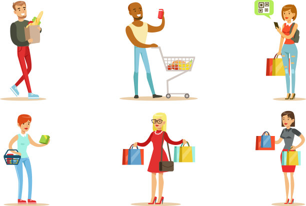 人们拿着购物袋和购物集图片下载