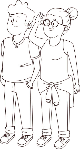 青少年朋友们穿着黑色衣服微笑问候图片下载