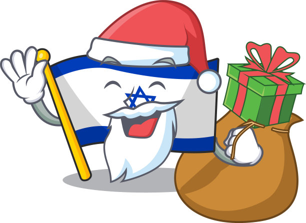圣诞老人与礼物旗以色列储存在卡通图片下载