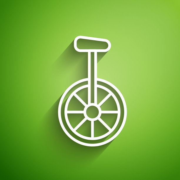 白线独轮车或单轮自行车图标图片下载