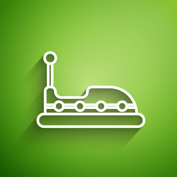 白线碰碰车图标孤立在绿色图片下载